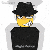 a cartoon of a smiley face wearing a black hat and sticking out its tongue .