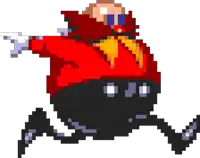 a pixel art of dr eggman from sonic the hedgehog is running