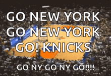 a poster that says " go new york go new york go knicks "