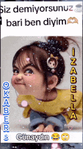a picture of a little girl with the name izabella on the bottom