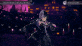 a girl with a chain around her neck is holding a gun in front of a purple background that says shiorin3d