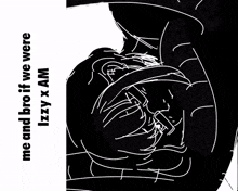 a black and white drawing of a person with the words me and bro if we were on the bottom