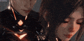 a man and a woman are standing next to each other with the letters kiiseru on the bottom