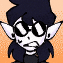 a cartoon drawing of a person wearing sunglasses and a hat .