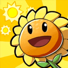 a cartoon drawing of a sunflower with a sun in the background