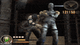 a video game screen shows a monster with 121150 on the screen