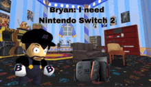 a poster for bryan 's nintendo switch 2 with a cartoon character