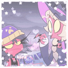 a picture of two cartoon characters with the word kore on the bottom right