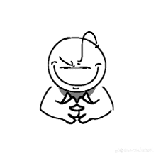 a black and white drawing of a cartoon character with a smiley face and a funny face .