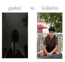 a picture of a boy with the words geeked vs locked in below