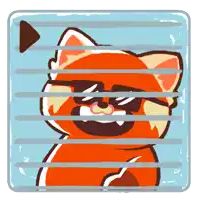 a cartoon fox wearing sunglasses behind bars