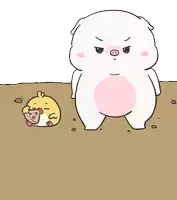 a cartoon of a pig standing next to a chicken