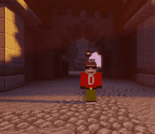 a minecraft character with the number 0 on his shirt