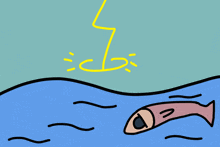 a cartoon drawing of a stick figure swimming in the ocean