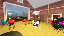 a screenshot of a video game shows a man talking to another man while a car is in the background