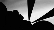 a black and white drawing of a person 's face with rays coming out of it