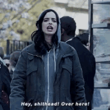 Hey, Shithead! Over Here! GIF - Krysten Ritter Shithead Over Here Jessica Jones GIFs