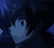 a close up of two anime characters looking at each other