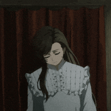 a woman in a white dress is stretching her arms