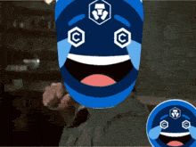 a cartoon character with a laughing face and a laughing logo on it