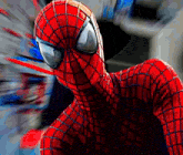 a close up of a person in a spider man suit
