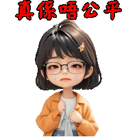 a cartoon girl wearing glasses and a flower in her hair is crying with chinese writing behind her