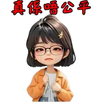 a cartoon girl wearing glasses and a flower in her hair is crying with chinese writing behind her