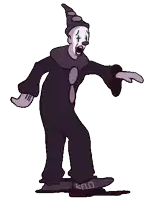 a cartoon clown is standing on a skateboard that says keld