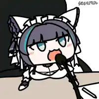 a cartoon drawing of a girl with a microphone in her mouth and the words seseren below her