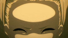 a close up of a woman 's face with a circle in the middle of her head