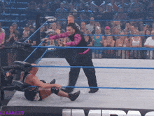 a wrestling ring with the word arrest on the bottom of it