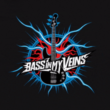 a bass in my veins logo with a guitar