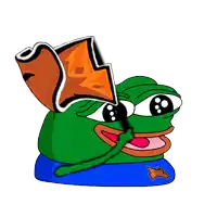 a cartoon of a green frog with a blue shirt on