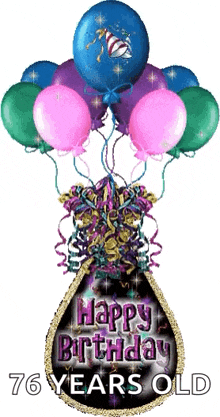 a happy birthday 76 years old greeting card with balloons