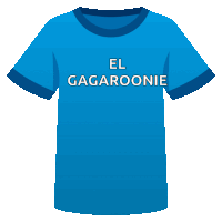 a blue t-shirt that says el gagaroonie on the front