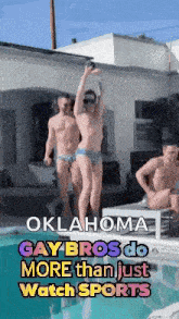 a group of people are jumping into a swimming pool in oklahoma .