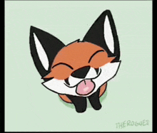 a cartoon drawing of a fox sticking its tongue out by the roguez