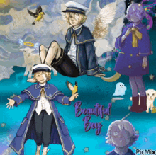 a picture of a boy with the words beautiful boy on the bottom right