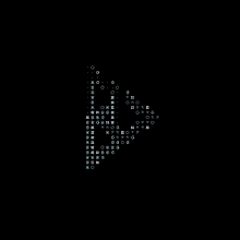 the letter p is made up of dots and stars on a black background .
