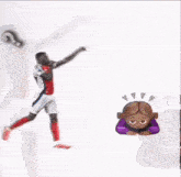 a cartoon of a woman sitting at a desk with a purple shirt on