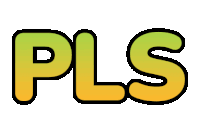 the word pls is displayed in yellow and green letters