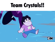 a cartoon character laying on the ground with the words team crystals