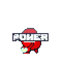a pixel art drawing of a shark with the words power of above it