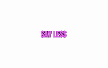 say less say no more quit talking bet oh say less