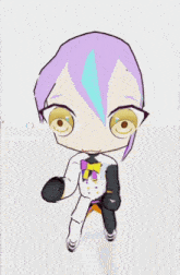 a cartoon character with purple hair has a tiktok icon