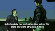 Gtagif Gta One Liners GIF - Gtagif Gta One Liners Unfortunately The Port Authorities Seized The Plane And Were Stripping It Down GIFs