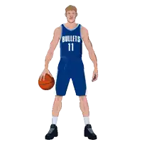 a basketball player for the bullets holds a basketball