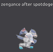 a pixel art of a dog with the words zengance after spotdoge written above it