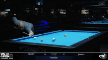 a pool table with a blue cloth and the words diamond on it