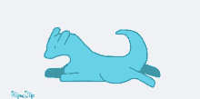 a cartoon drawing of a blue animal with flipa clip written on the bottom